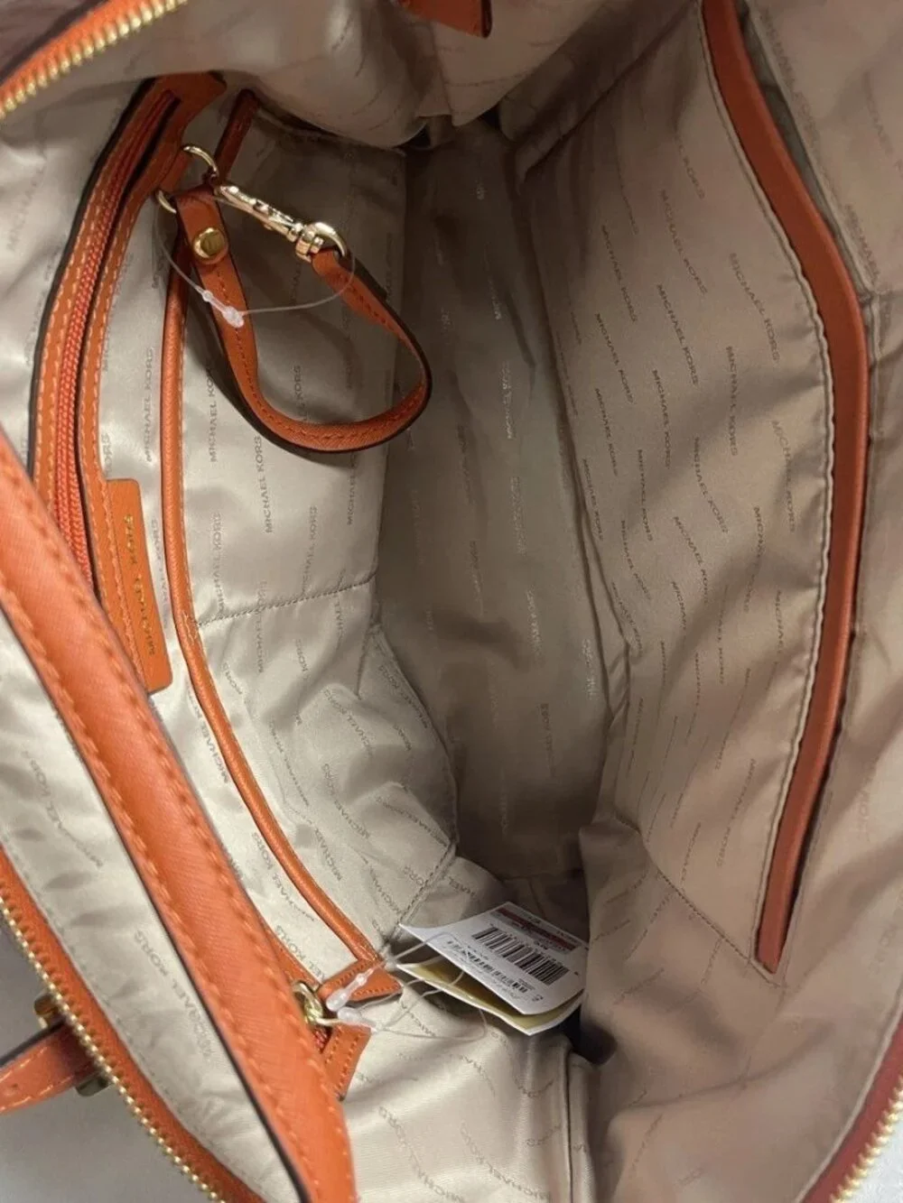 Michael Kors Orange Saffiano Leather Jet Set Tote Handbag